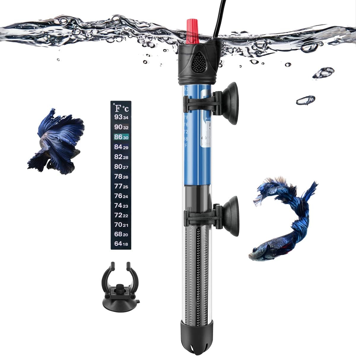 Hitop aquarium heater and thermometer sticker set