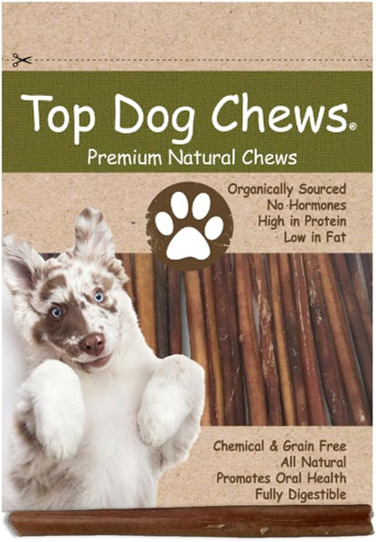 Top Dog Chews 6" Bully Sticks - 25 Pack, 1.3 LB Bag, All Natural, Roasted, Sourced from Free Range Beef, High Protein, Low Fat Dog Chews for Healthy Teeth, Gums & Chewing Satisfaction. - Image 10