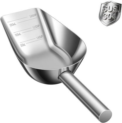 Dog-Cat Food Scoop 1 Cup - Thickened 304 Stainless Steel Pet Food Scoop with Long Handle, Precision Scale, Easy to Clean, Suitable for Wet Dry Food - Image 9