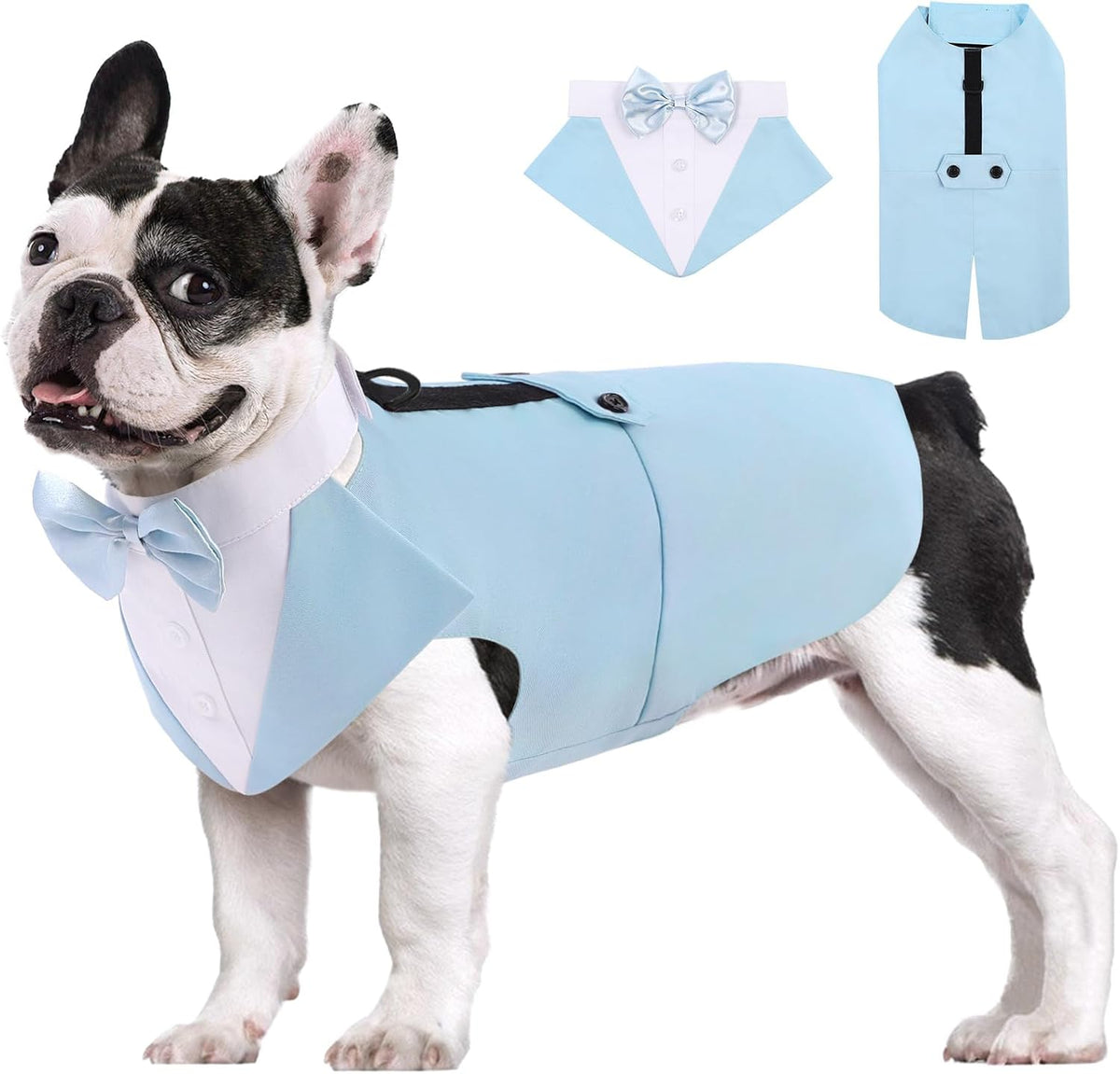 AOFITEE Dog Tuxedo Formal Dog Suit and Bandana Set, Gentle Dogs Wedding Party Suit Bow Tie Shirt, Tuxedo for Small Dogs Costume Outfit with Detachable Bowtie Collar for Christmas Halloween Dress Up - Image 14