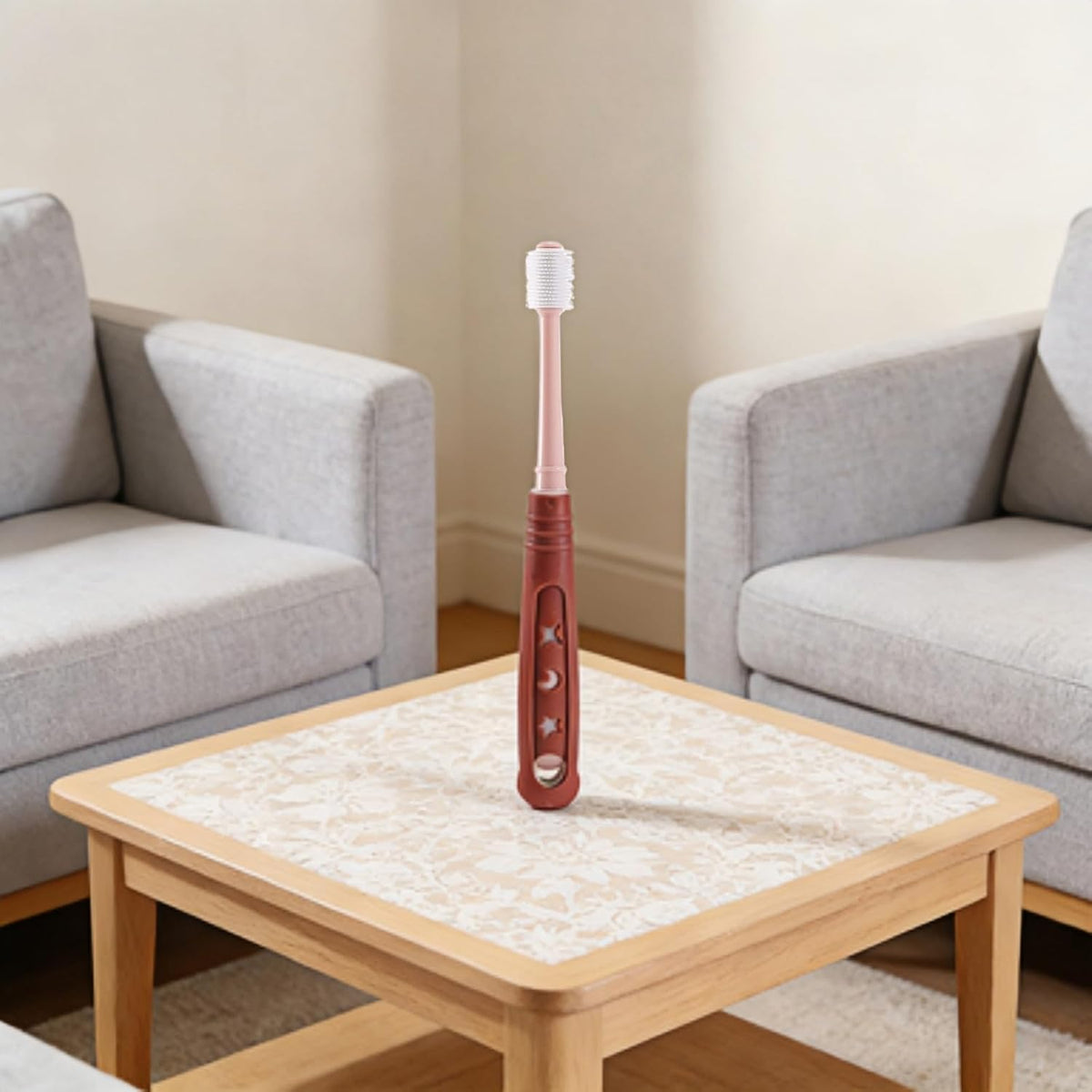 Orange and brown silicone pet toothbrushes for small dogs