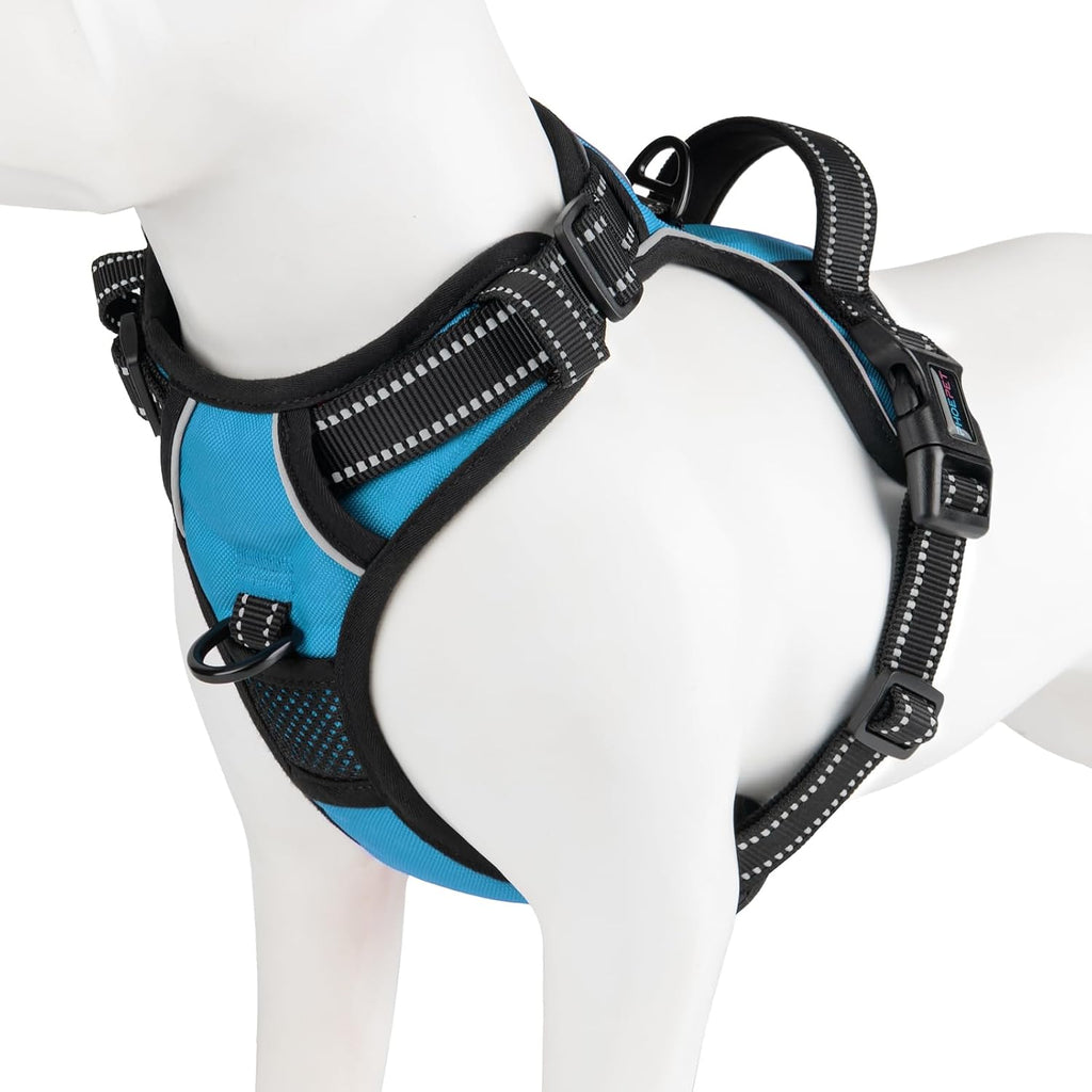 PHOEPET No Pull Dog Harness Medium Reflective Front Clip Vest with Handle, Adjustable 2 Metal Rings 2 Buckles(M, Grey) - Image 9