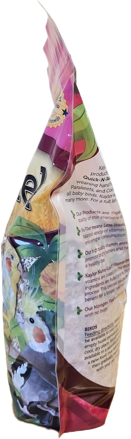 Back of Sweet Harvest bird food bag with ingredient list