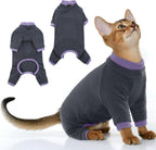 PUMYPOREITY Sticky Hair Cat Clothes, Prevent Loss Pajamas, Soft Sweaters for Cats Only, Onesie, Recovery Suit After Surgery, Green, M - Image 10