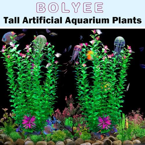Bolyee extra large artificial plants adjusted height setup for deep fish tanks.