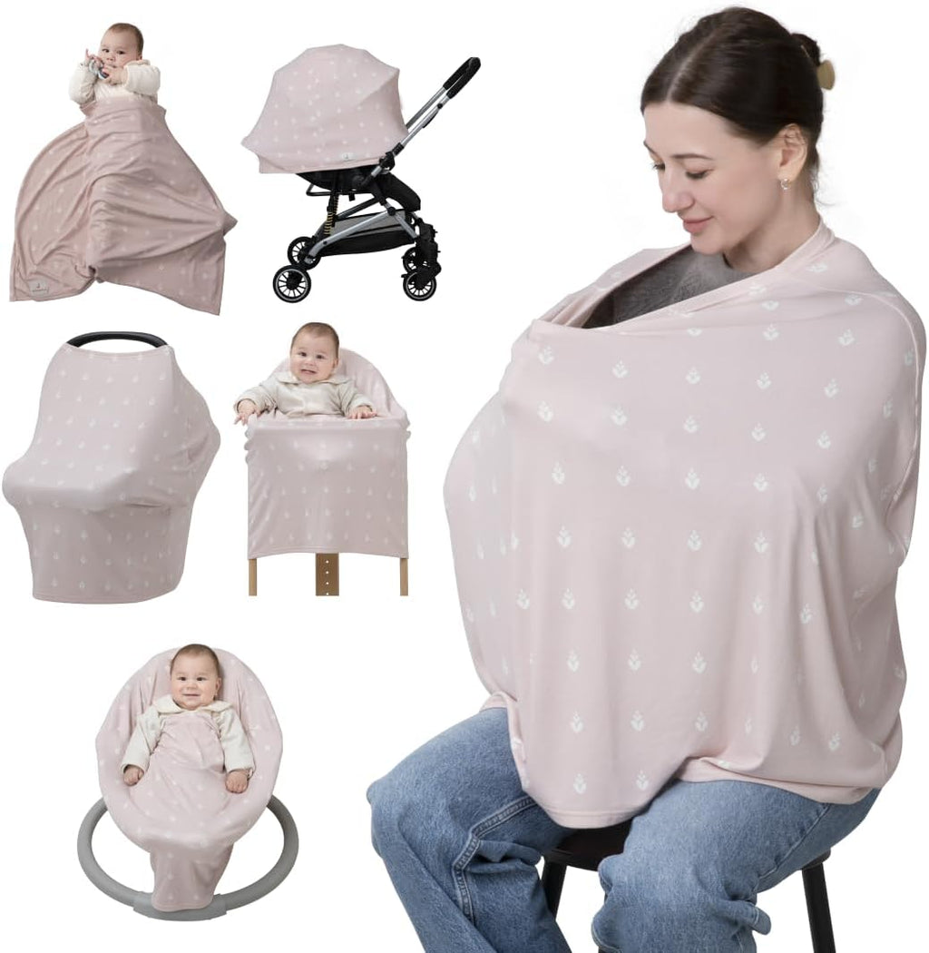 BabbleRoo nursing cover front view with soft floral pattern