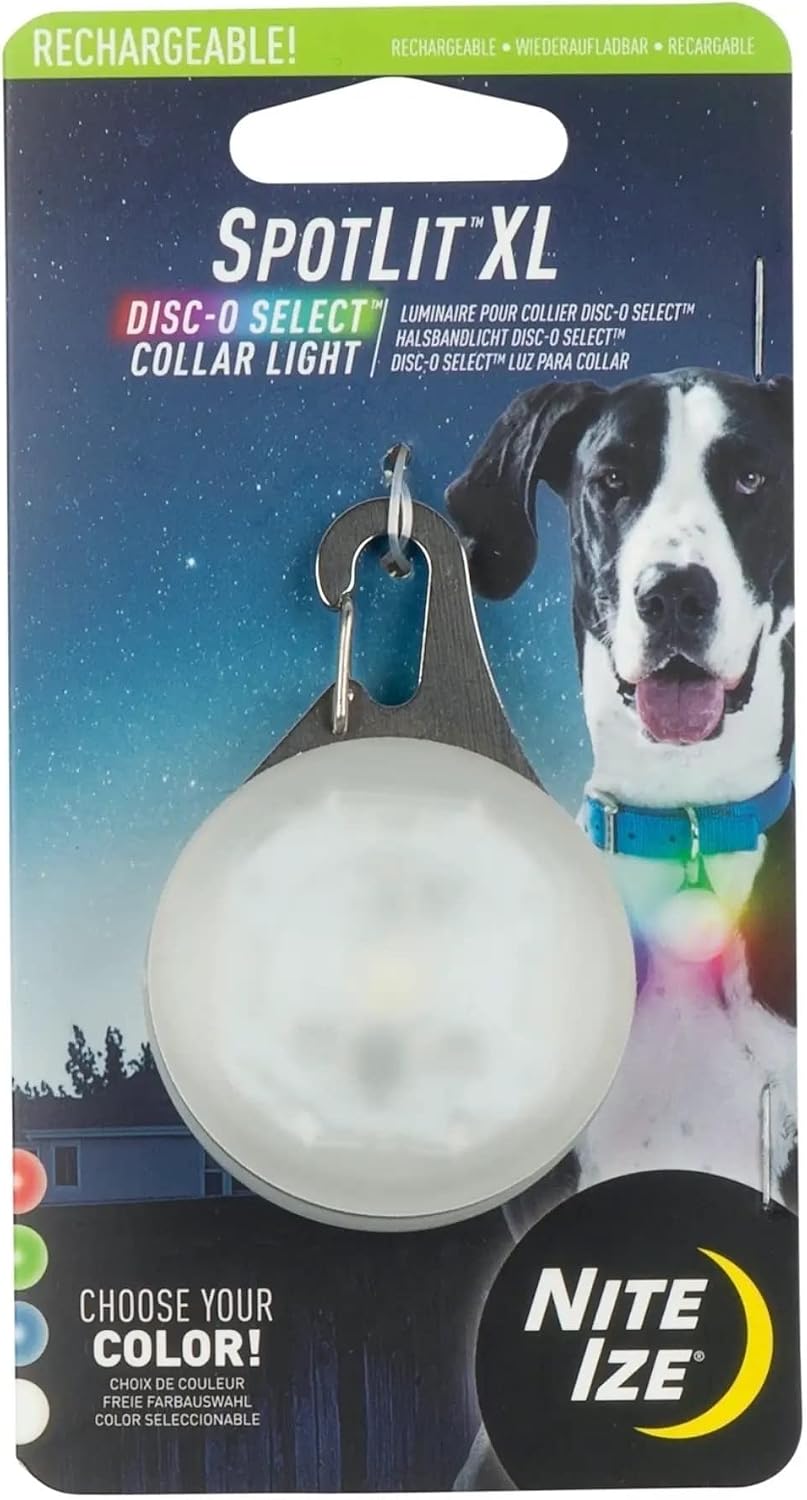 Nite Ize SpotLit Rechargeable Collar Light - Disc-O Tech - Clip-On Pet Accessory for Nighttime Visibility - Color-Changing LED - Stainless Steel Carabiner Clip - Weather-Resistant - Image 10