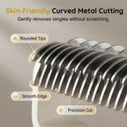 Friederich dual sided dog brush demonstrating the fine toothed comb side for mats removal.