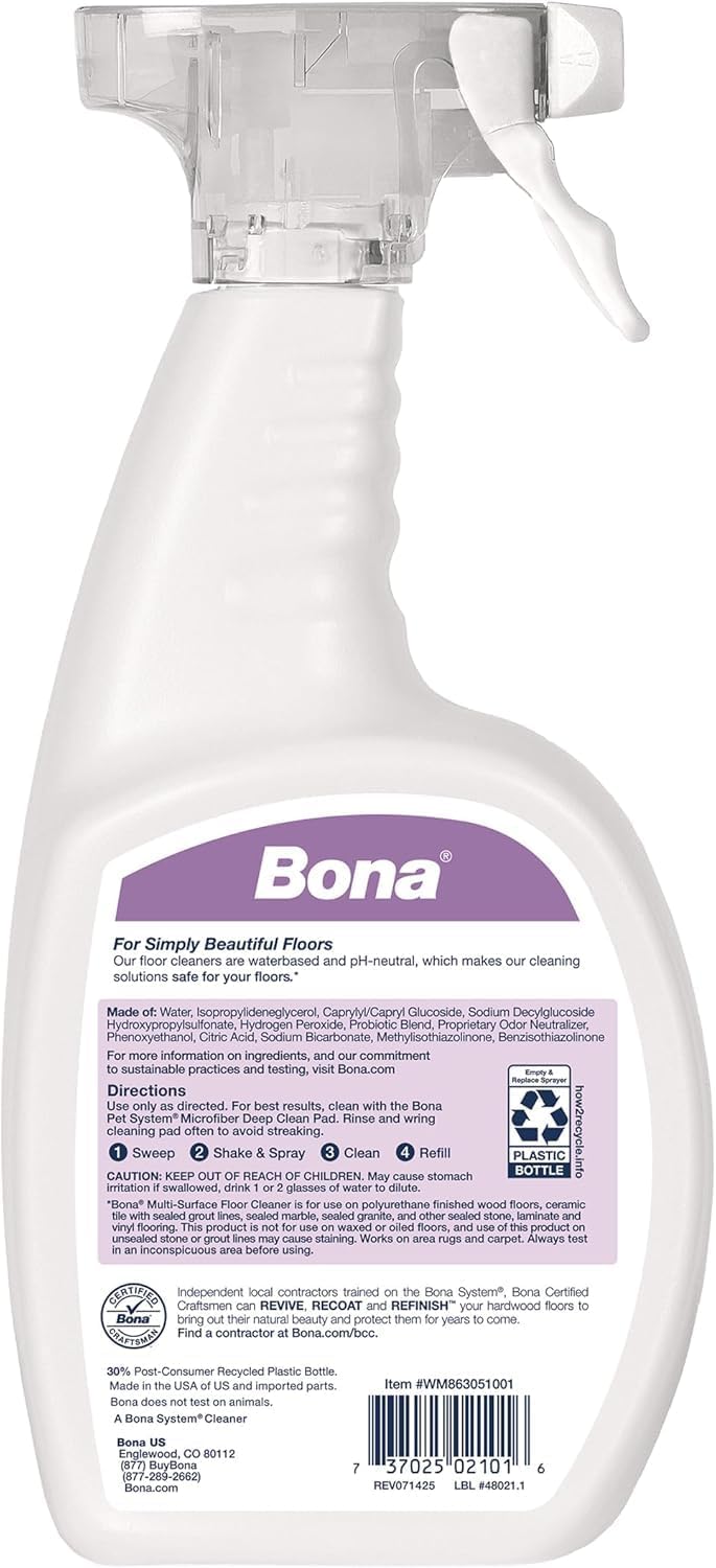 USA imported Bona pet spray for carpets and hardwood floors