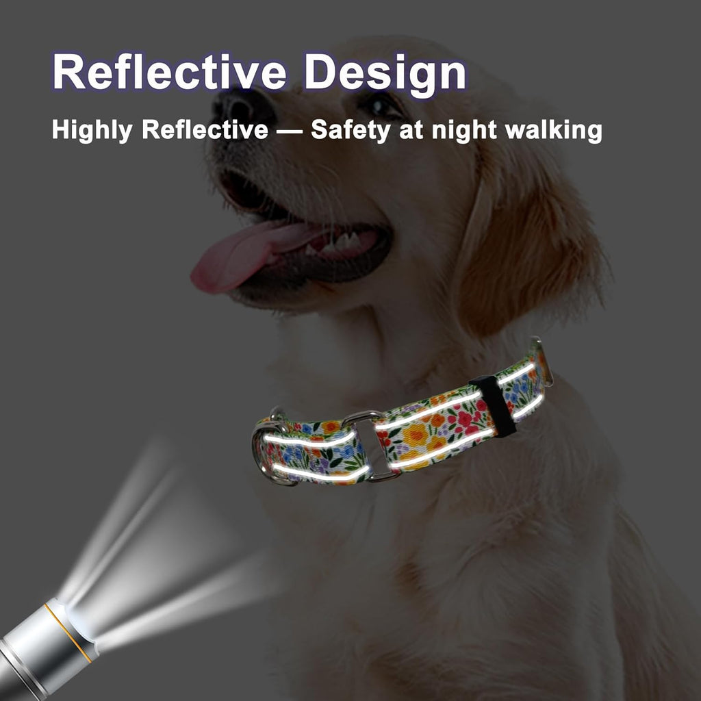 Fidohug floral nylon dog collar for medium dogs