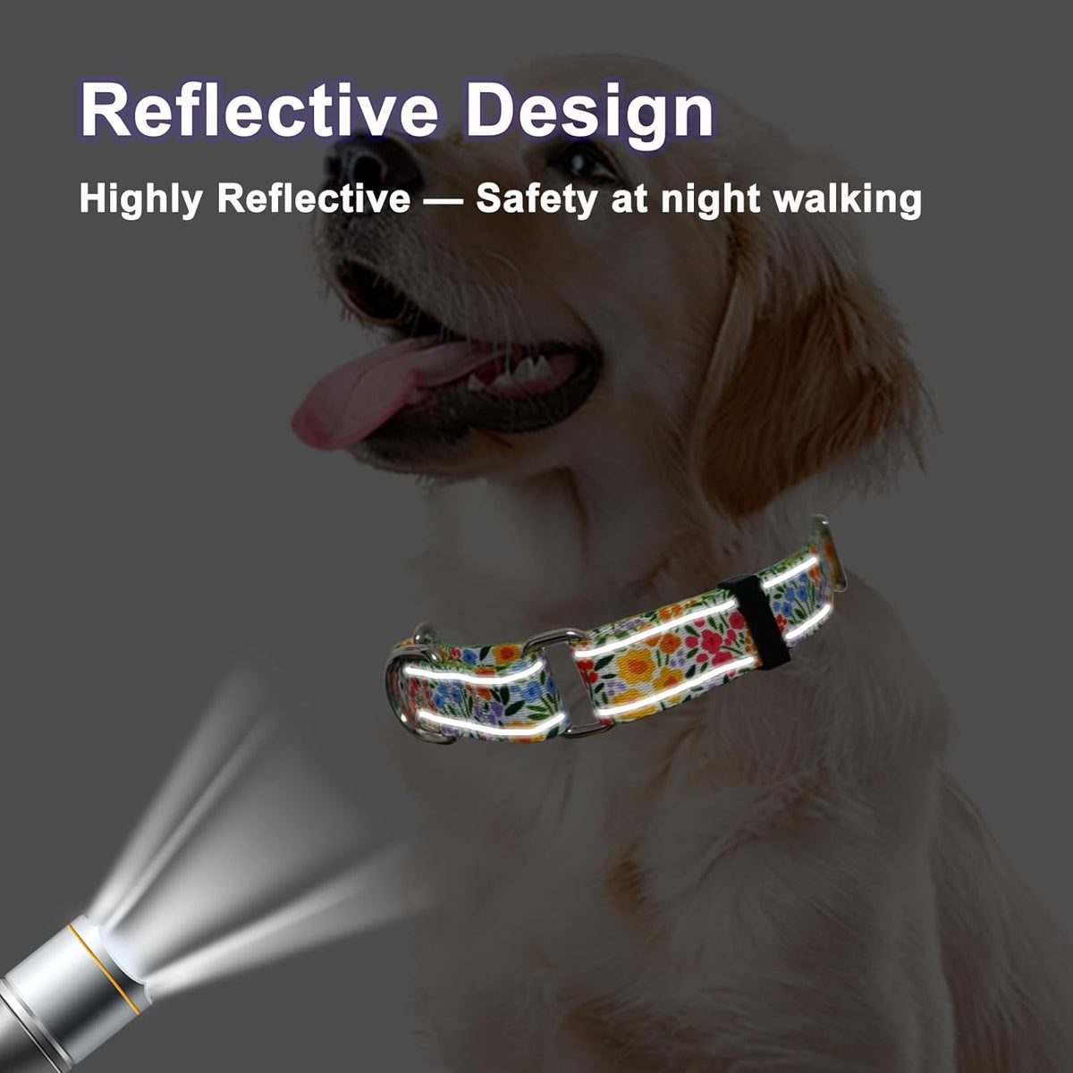 Fidohug floral nylon dog collar for medium dogs