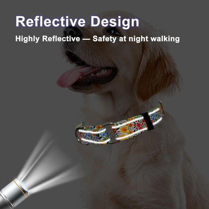 Fidohug floral nylon dog collar for medium dogs