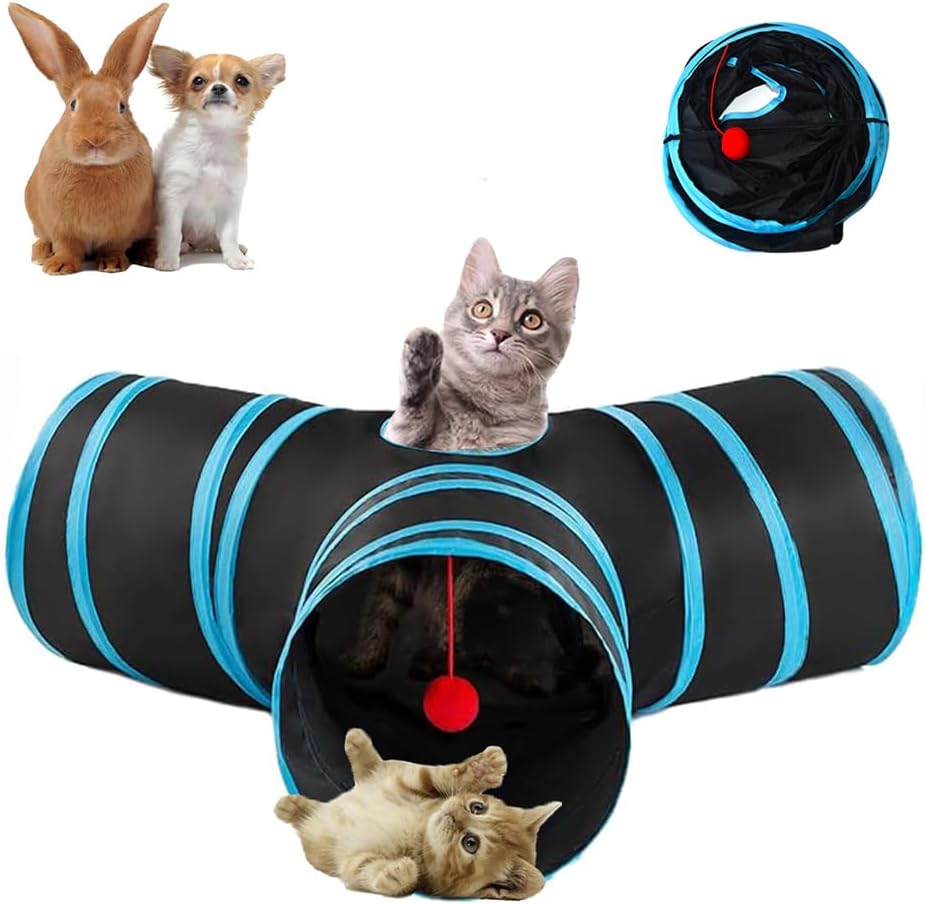 Mabaytir 3-way collapsible cat tunnel tube toy front view