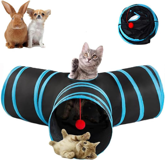 Mabaytir 3-way collapsible cat tunnel tube toy front view