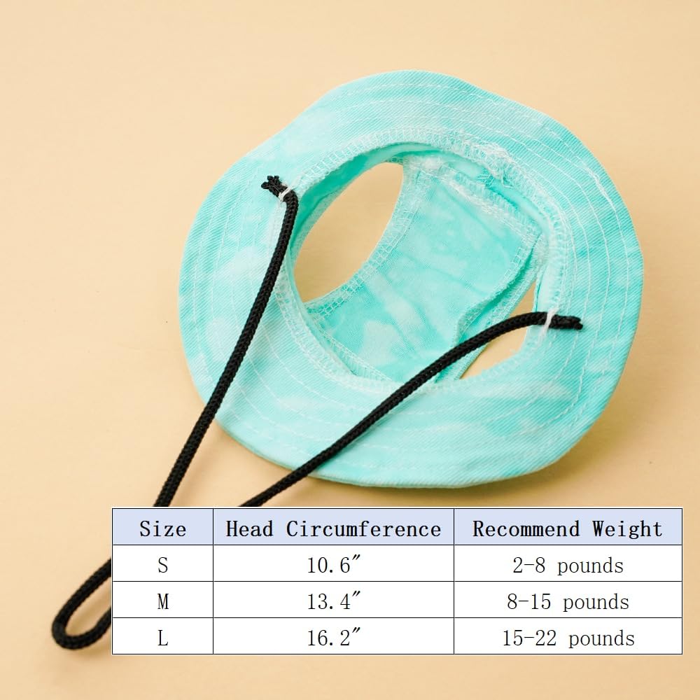 Close up of pet sun hat featuring ear holes for comfort