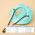 Close up of pet sun hat featuring ear holes for comfort