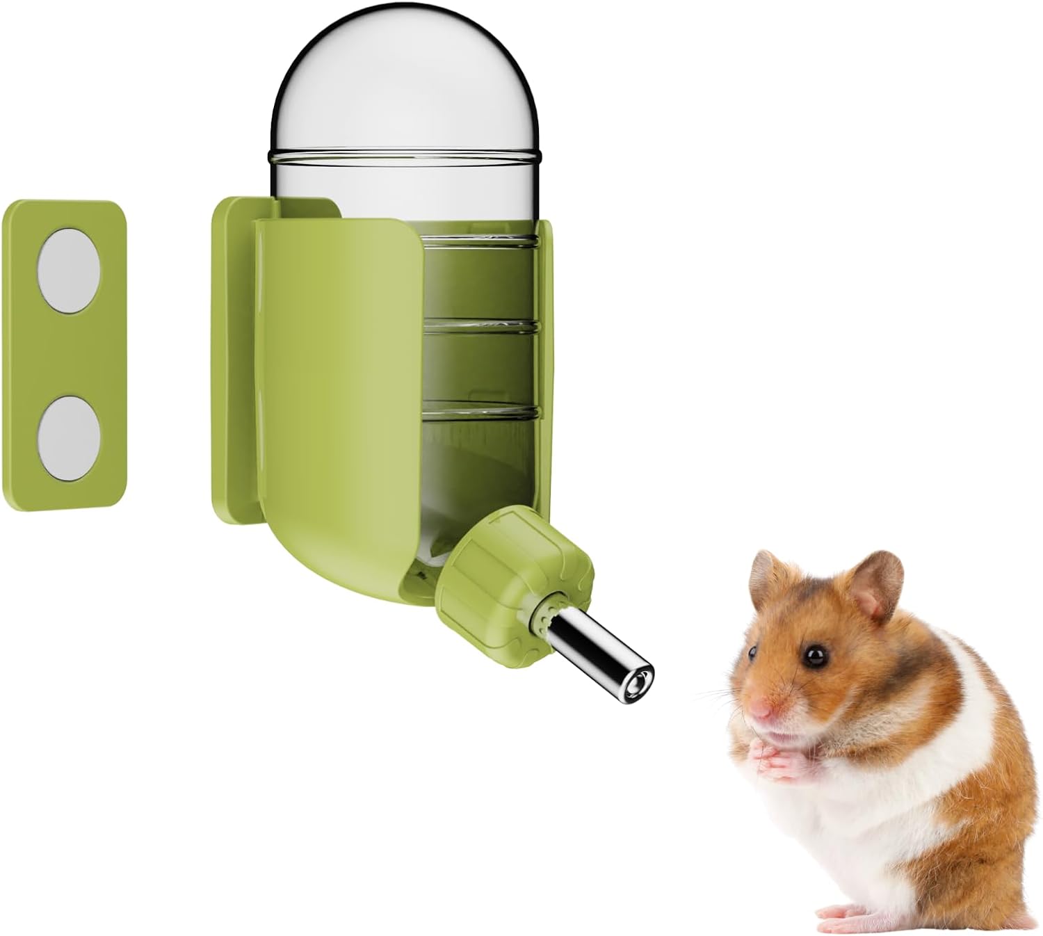 Hamster Water Bottle with Magnetic Holder, Freestanding Water Bottle for Glass Tanks, Suitable for Syrian Dwarf Hamsters Gerbils Mice Rats Degus (Grey, 4 oz (Magnetic-Mounted)) - Image 9