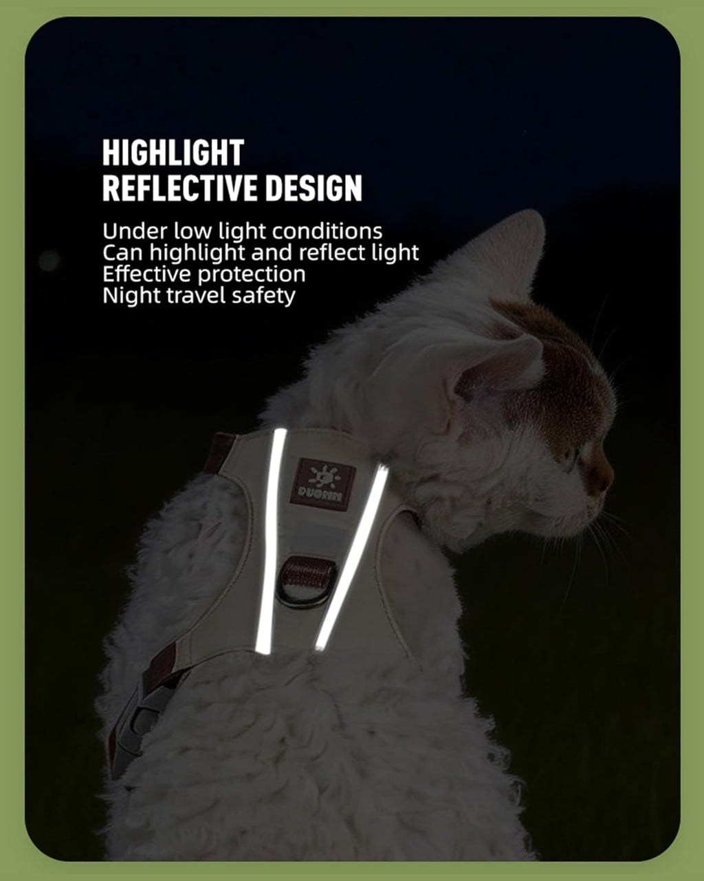 Soft premium taffeta fabric cat harness close up focusing on the tear resistant material.