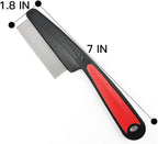 Ergonomic red rubber handle of Yumflan flea grooming tool