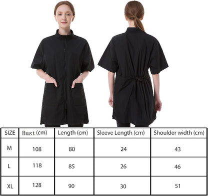 DHXYZZB Waterproof Salon Smock draped casually to display the unisex regular fit structure.
