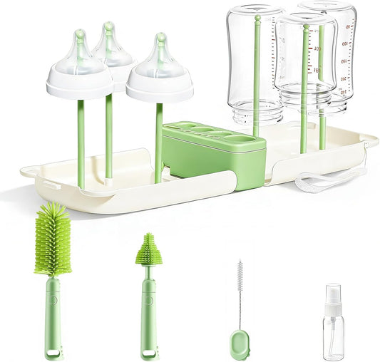 Momcozy 7-in-1 Travel Baby Bottle Cleaner Kit green front view