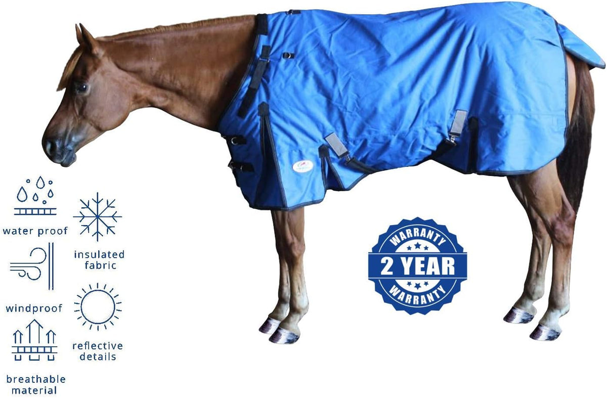 Waterproof heavy winter horse blanket durable nylon fabric close up