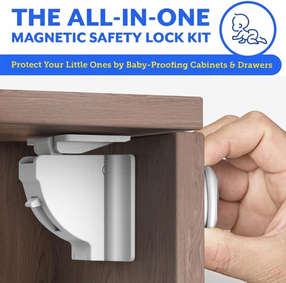 Magnetic Cabinet Locks for Babies (20 Pack Locks with 3 Keys), Eco Baby Baby Proofing Cabinet Locks, Child Locks for Cabinets Drawers Doors, Easy Installation No Tools Required - Image 2