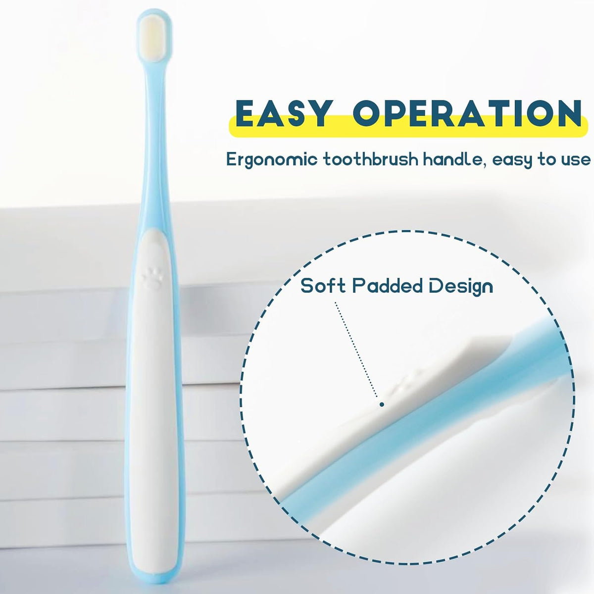 Blue handle MoonyMars toothbrush for kittens and puppies