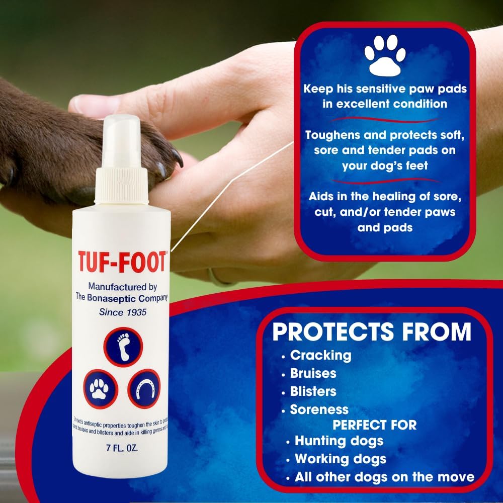 Tuf-Foot seven fluid ounce bottle on wooden surface