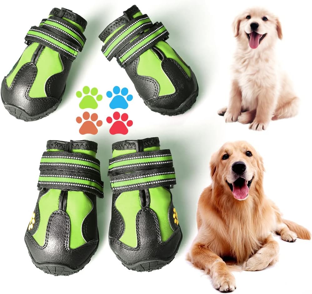 CovertSafe& Dog Boots for Dogs Non-Slip, Waterproof Dog Booties for Outdoor, Dog Shoes for Medium to Large Dogs 4Pcs with Rugged Sole Black-Red - Image 9