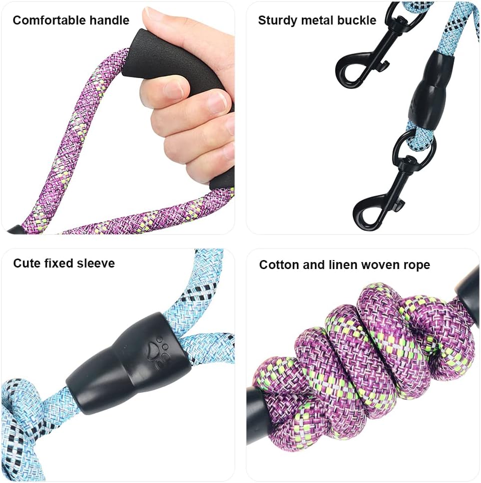 Soft foam padded handle of the pink QINKOUDIH dog leash demonstrating ergonomic grip design.