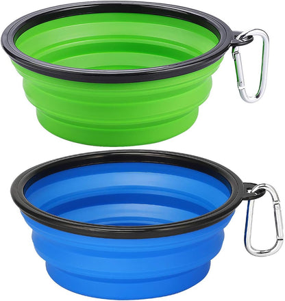 Kytely Large Collapsible Dog Bowls 2 Pack, 34oz Foldable Dog Travel Bowl, Portable Pet Water Food Bowl with Clasp, Pet Cat Feeding Cup Dish for Traveling, Walking, Hiking (Black+Blue) - Image 11