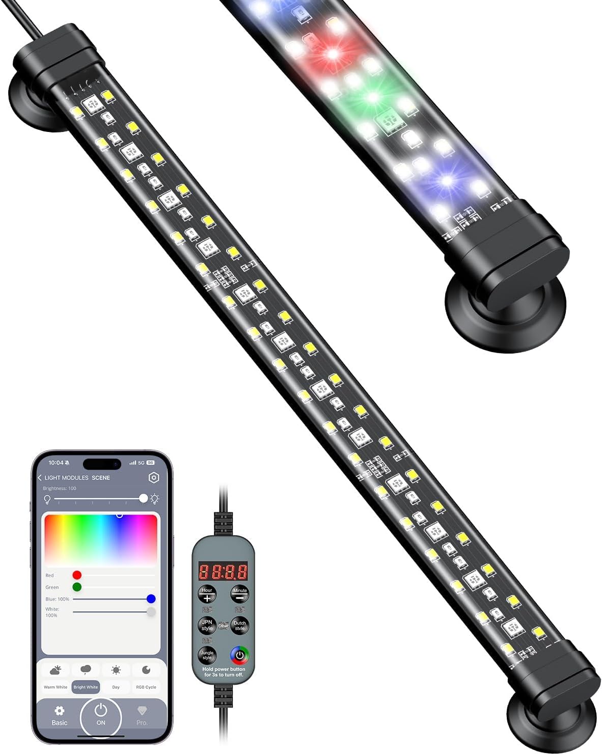 Pawfly Aquarium Light with Bluetooth for Plants, 5W 8 inch Full Spectrum Fish Tank Light for 8-15 inch Fish Tanks, Submersible LED Lights with App Control, Timer Modes & Adjustable Brightness - Image 10