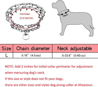 Aheasoun large dog training collar 4mm stainless steel wire