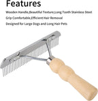 Undercoat Grooming Rake with Anti-Slip Wooden Handle, Steel Comb for Medium & Large Pets - Image 6
