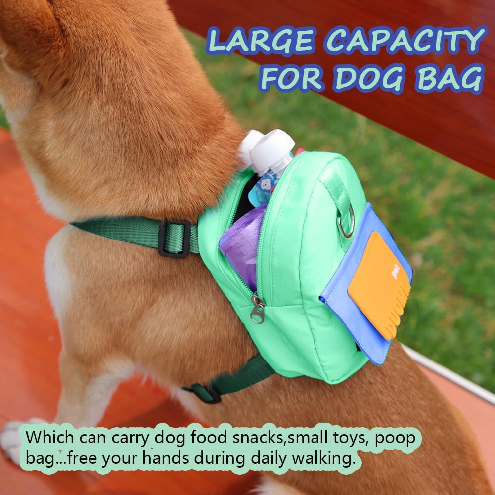 Pet travel hiking gear showing zippered snack storage compartment