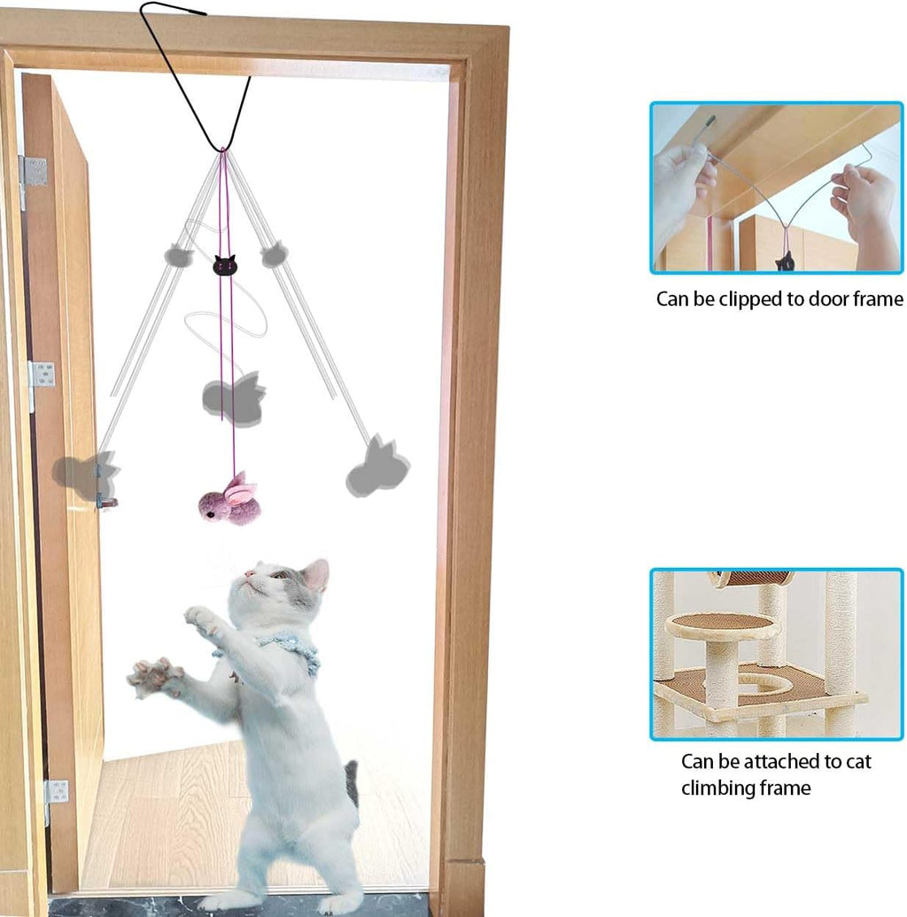 Nine colorful feather and plush worm teaser attachments with mini bells for sensory stimulation.