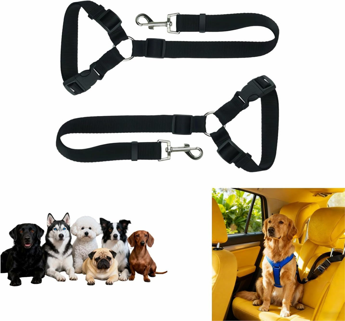 RyanDesign 2-in-1 dog car seat belt front view