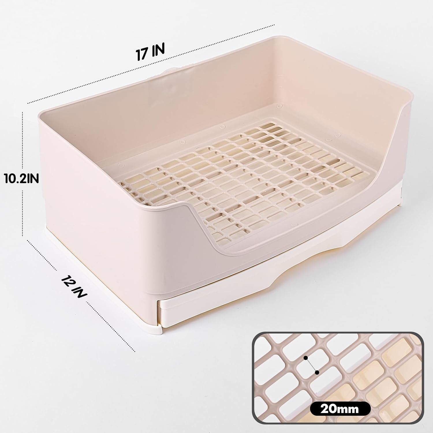 Side angle view of Yuoaes small animal litter pan