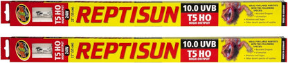Zoo Med T5 HO ReptiSun 10.0 UVB Lamps front view authentic imported reptile habitat lighting twin pack