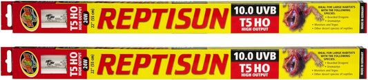 Zoo Med T5 HO ReptiSun 10.0 UVB Lamps front view authentic imported reptile habitat lighting twin pack
