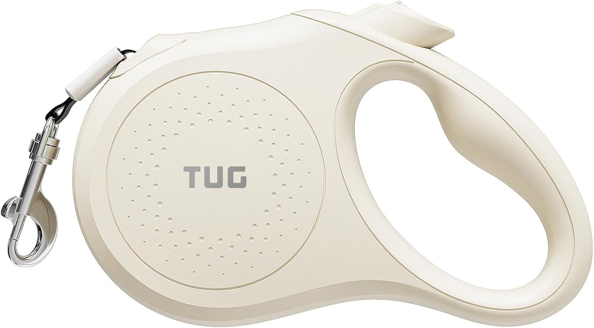 TUG Quest retractable dog leash front view in cream