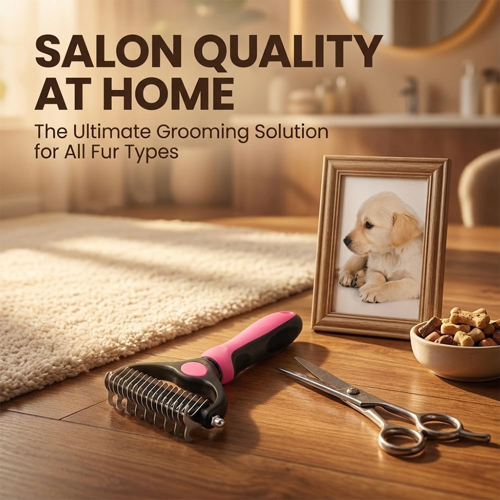 Demonstration of SakerPlus rake removing pet undercoat