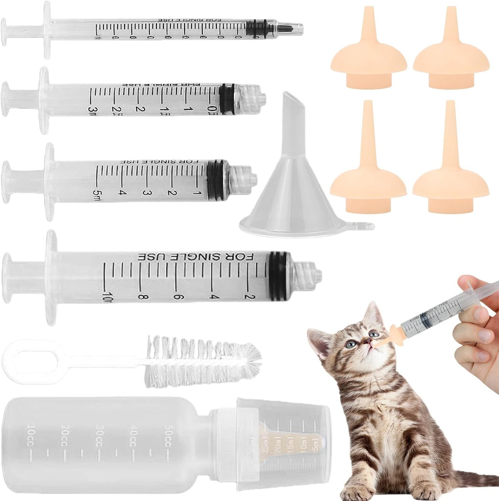 Pet Feeding Syringe with Nipple, Silicone Feeding Tools for Kitten Puppy Feeding Syringe for Newborn Cat Dog Small Animals Rabbits (1ml+3ml+5ml +10ml) - Image 12