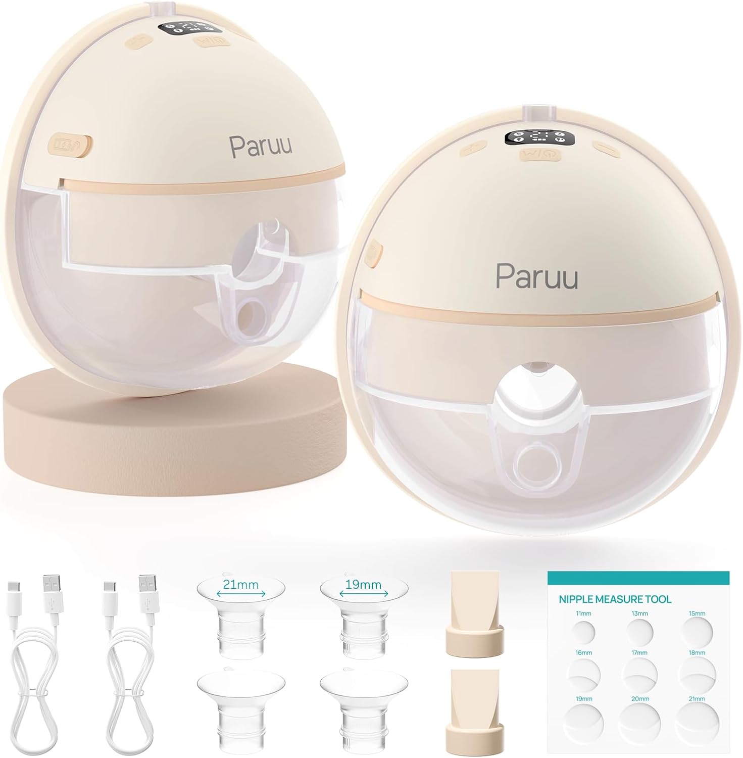 Paruu P16 hands free wearable breast pump nude front view
