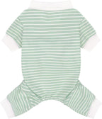 Paiaite Blue Striped Dog Pajamas: 4-Legged Cotton Stretchable Jumpsuit Pjs - Lightweight Cozy Puppy Onesie Clothes, Comfortable Pet Sleepwear for Hair Shedding Coverage M - Image 11