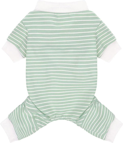 Paiaite Blue Striped Dog Pajamas: 4-Legged Cotton Stretchable Jumpsuit Pjs - Lightweight Cozy Puppy Onesie Clothes, Comfortable Pet Sleepwear for Hair Shedding Coverage M - Image 11