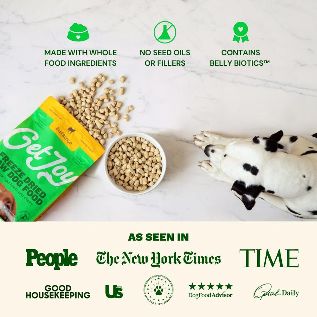 Get Joy USA imported raw beef dog food for puppy and adult