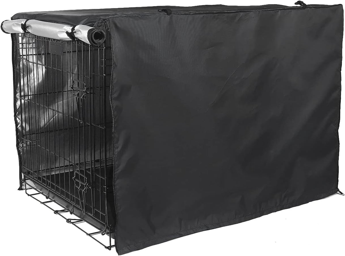 Dog Crate Cover 36 inch - Double Door, Dog Kennel Indoor, Waterproof Dog Kennel Cover with Air Vent Window, for Indoor/Outdoor Most Wire Dog Crate(Black) - Image 9