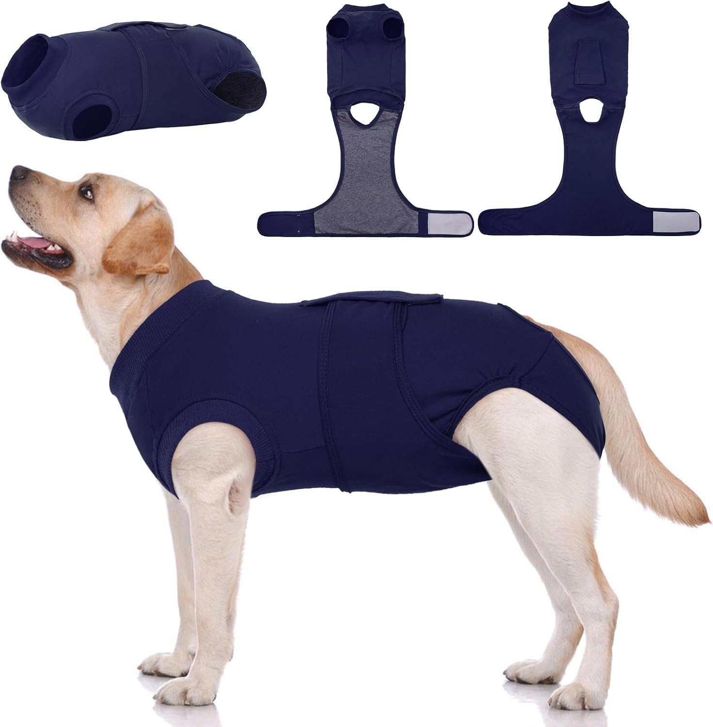Kuoser Dog Surgery Suit Female Spay, Dog Recovery Suit Male Neuter, Pet Clothes Onesie for Surgery Anti Licking Abdominal Wounds Puppy Surgical Recovery Bodysuit Shirt, Substitute E-Collar & Cone - Image 12
